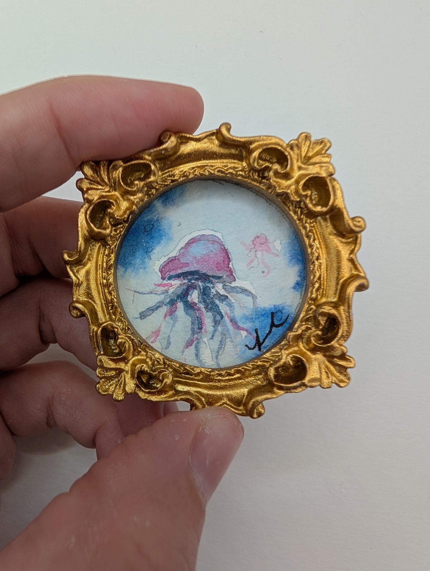 Mini Jellyfish Painting - Original Watercolor Art by Lora Cavallin