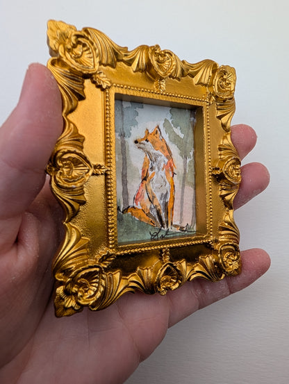 Mini Fox Painting - Original Watercolor Art by Lora Cavallin