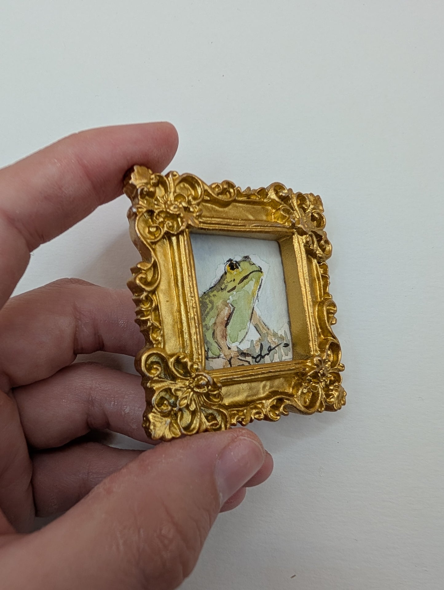 Mini Frog Painting - Original Watercolor Art by Lora Cavallin