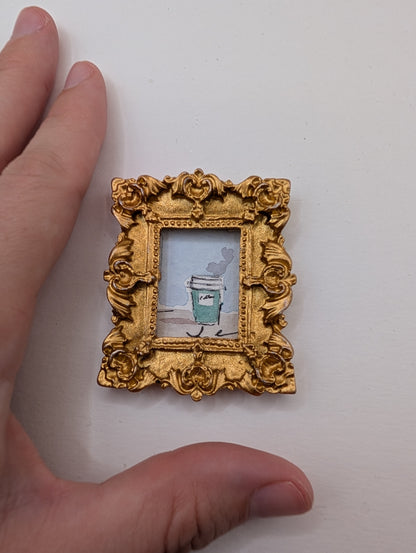 Mini Coffee Cup Painting - Original Watercolor Art by Lora Cavallin