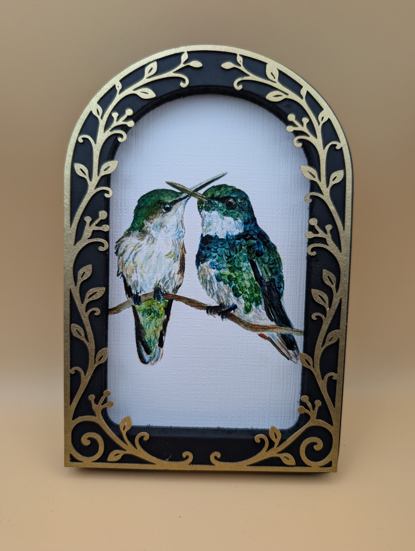 Green Hummingbirds - Arched Framed Print
