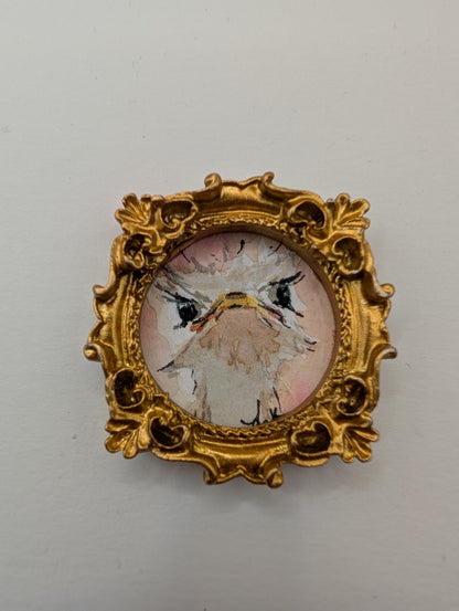 Mini Ostrich Bird Painting - Original Watercolor Art by Lora Cavallin