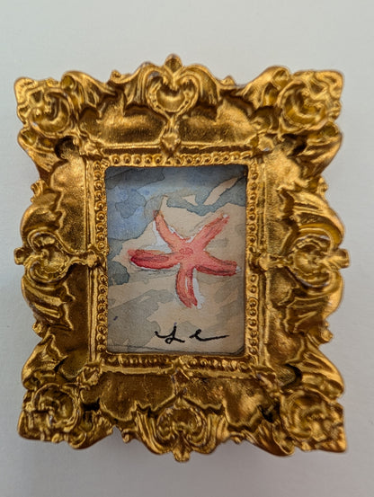 Mini Starfish Painting - Original Watercolor Art by Lora Cavallin