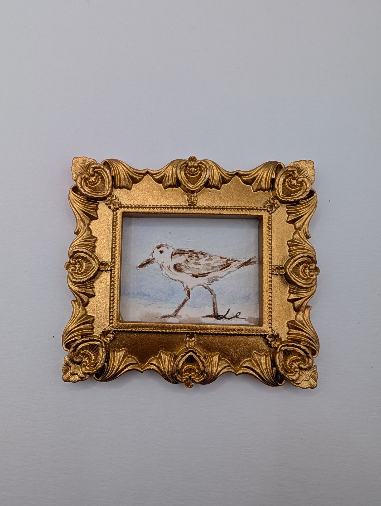 Mini Sandpiper Painting - Original Watercolor Art by Lora Cavallin