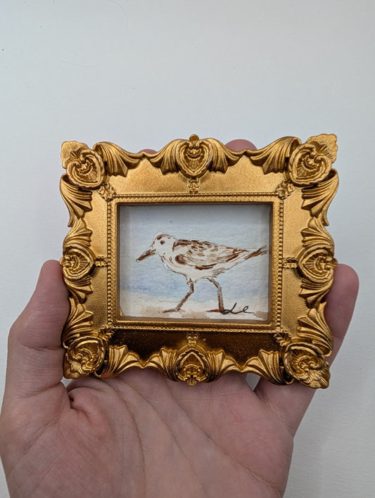 Mini Sandpiper Painting - Original Watercolor Art by Lora Cavallin