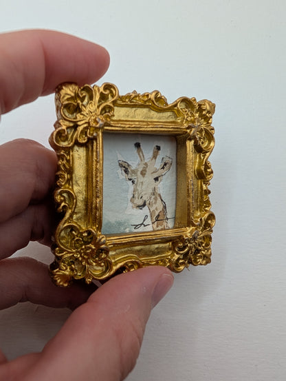 Mini Giraffe Painting - Original Watercolor Art by Lora Cavallin