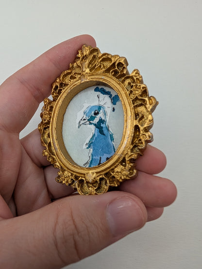Mini Peacock Painting - Original Watercolor Art by Lora Cavallin