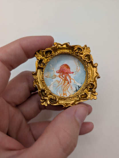 Mini Jellyfish Painting - Original Watercolor Art by Lora Cavallin