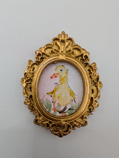 Mini Baby Duck Painting - Original Watercolor Art by Lora Cavallin