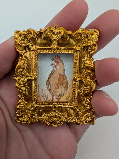Mini Rooster Painting - Original Watercolor Art by Lora Cavallin