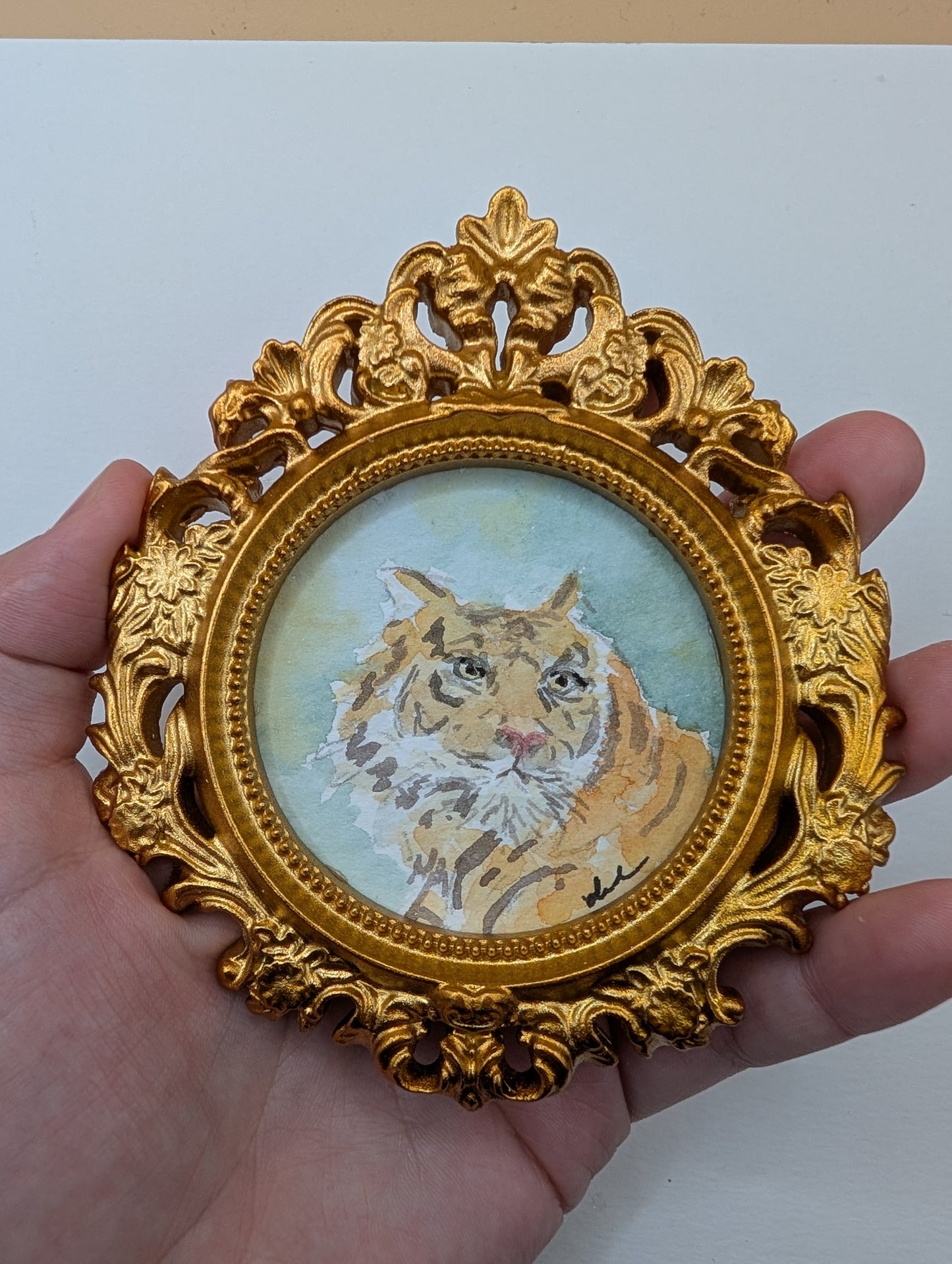 Mini Tiger Painting - Original Watercolor Art by Lora Cavallin