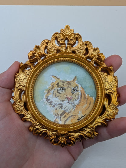 Mini Tiger Painting - Original Watercolor Art by Lora Cavallin