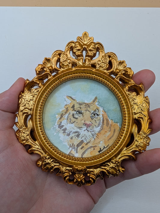 Mini Tiger Painting - Original Watercolor Art by Lora Cavallin