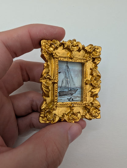 Mini Sailboat Painting - Original Watercolor Art by Lora Cavallin