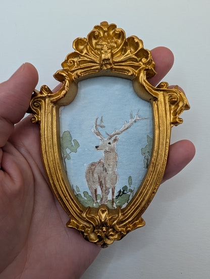 Mini Deer Painting - Original Watercolor Art by Lora Cavallin