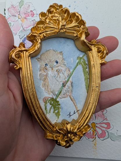 Mini Field Mouse Painting - Original Watercolor Art by Lora Cavallin