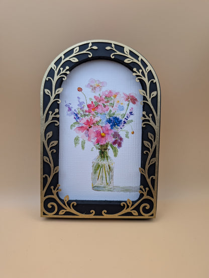 Flowers in Vase - Arched Frame