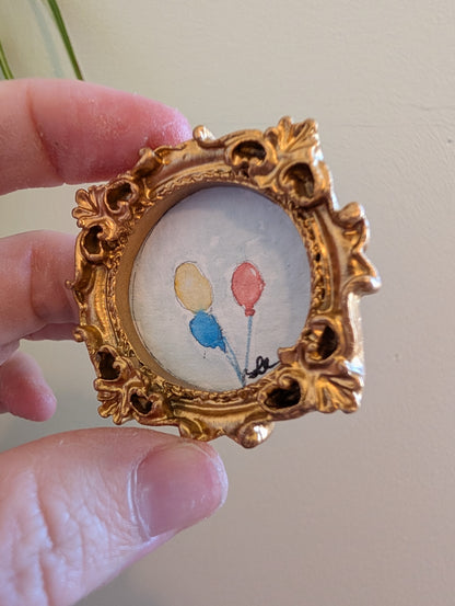 Mini Balloons Painting - Original Watercolor Art by Lora Cavallin