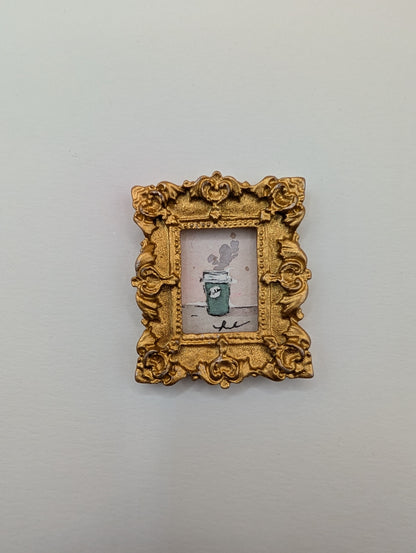Mini Cup of Coffee Painting - Original Watercolor Art by Lora Cavallin