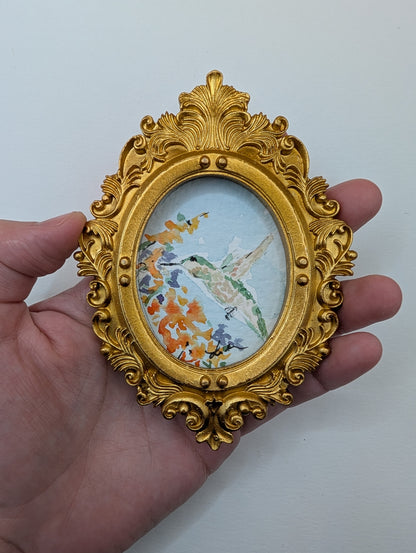 Mini Hummingbird Painting - Original Watercolor Art by Lora Cavallin