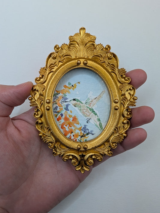 Mini Hummingbird Painting - Original Watercolor Art by Lora Cavallin