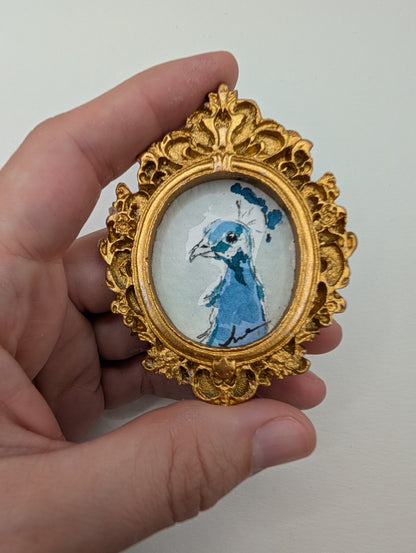Mini Peacock Painting - Original Watercolor Art by Lora Cavallin