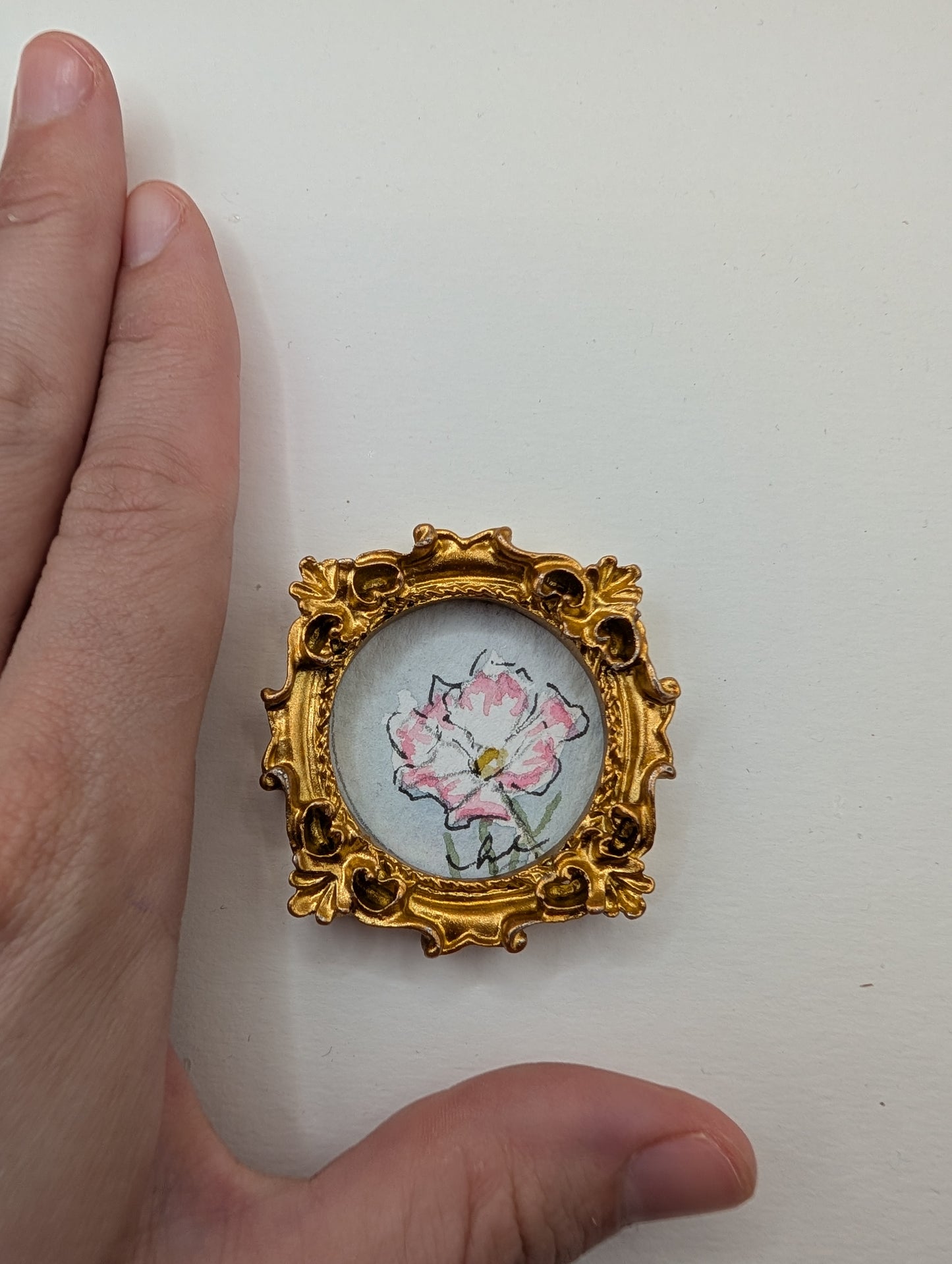 Mini Flower Painting - Original Watercolor Art by Lora Cavallin