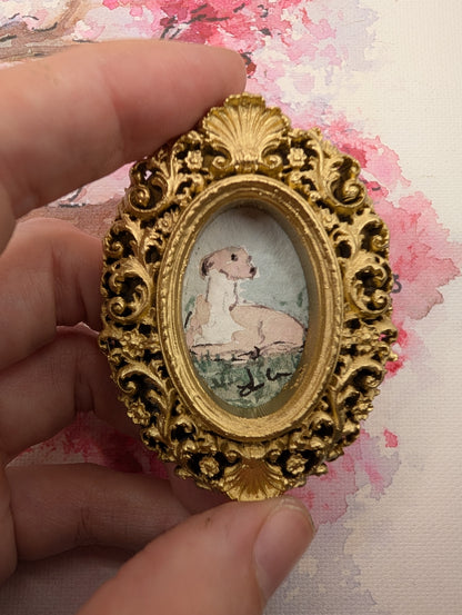 Mini Whippet Painting - Original Watercolor Art by Lora Cavallin