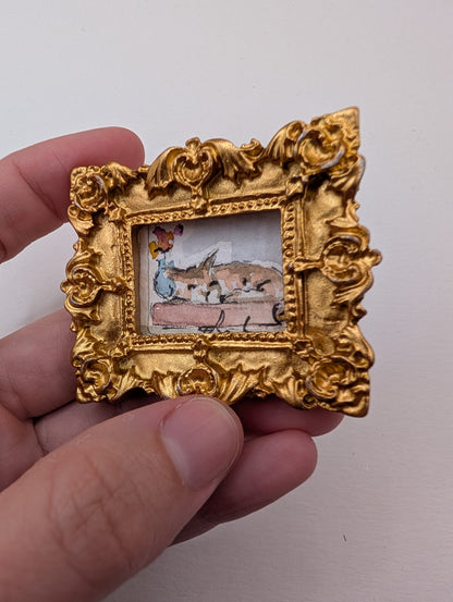 Mini Sleeping Cat Painting - Original Watercolor Art by Lora Cavallin