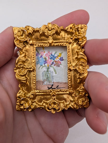 Mini Vase of Flowers Painting - Original Watercolor Art by Lora Cavallin