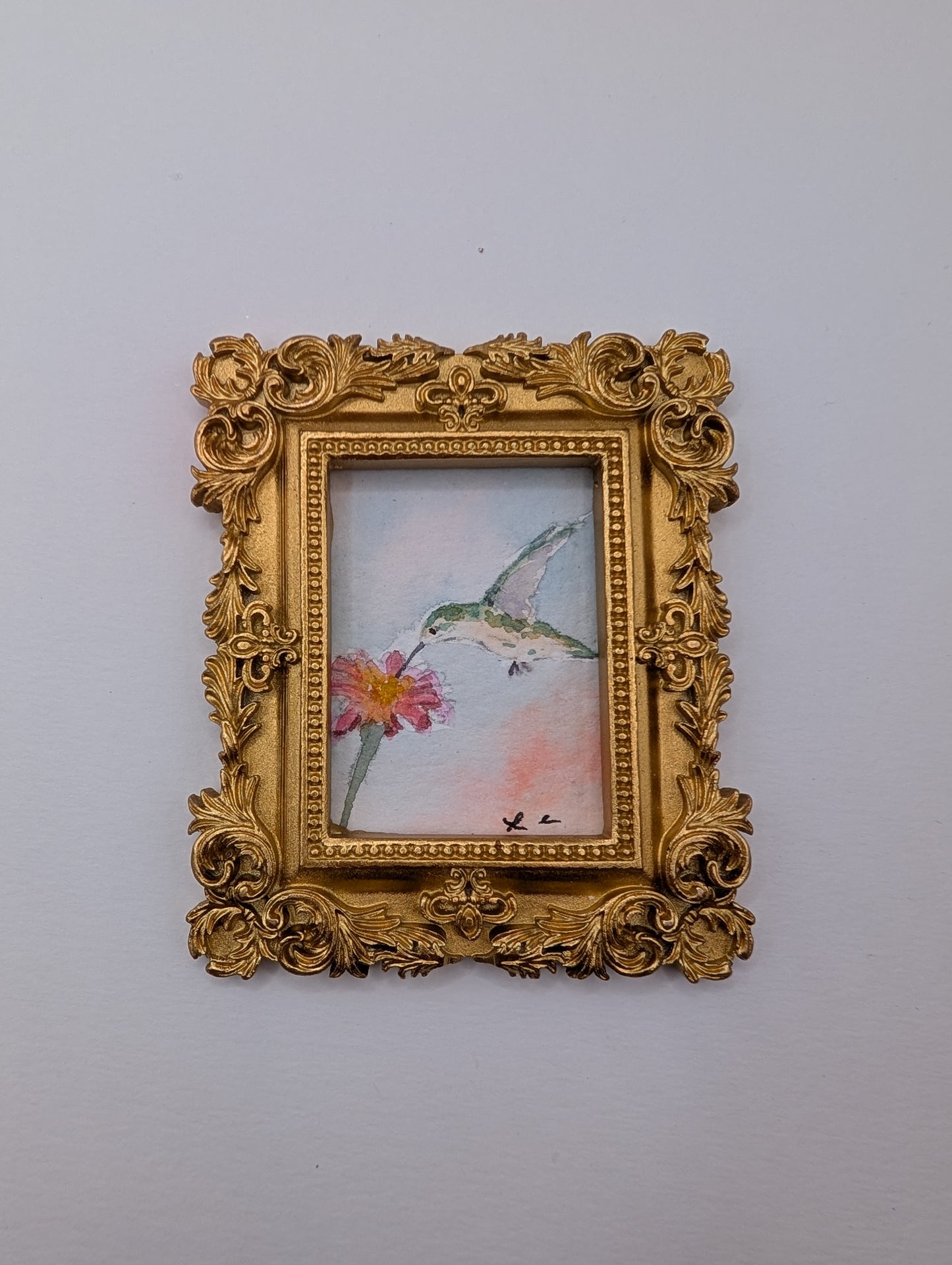 Mini Hummingbird Painting - Original Watercolor Art by Lora Cavallin