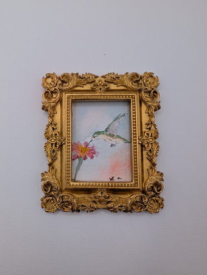 Mini Hummingbird Painting - Original Watercolor Art by Lora Cavallin