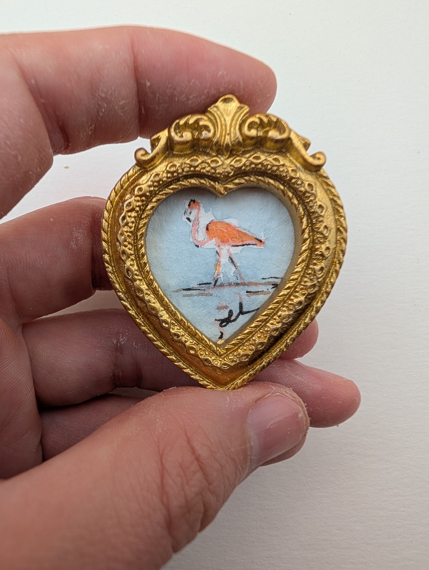 Mini Flamingo Painting - Original Watercolor Art by Lora Cavallin