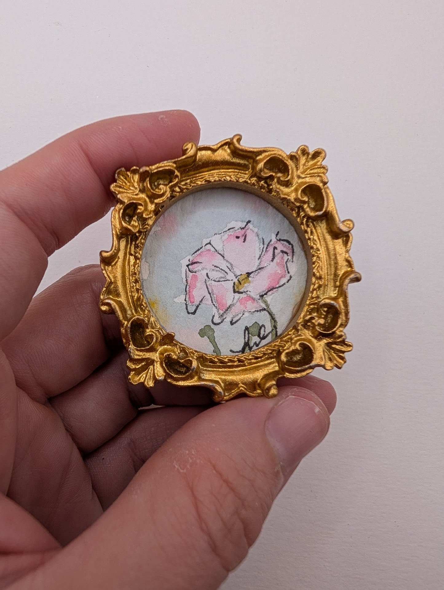 Mini Flower Painting - Original Watercolor Art by Lora Cavallin