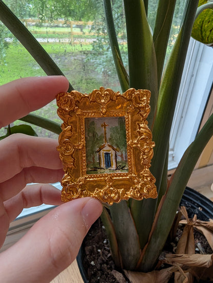 Mini Church Painting - Original Watercolor Art by Lora Cavallin