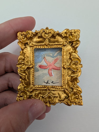 Mini Starfish Painting - Original Watercolor Art by Lora Cavallin
