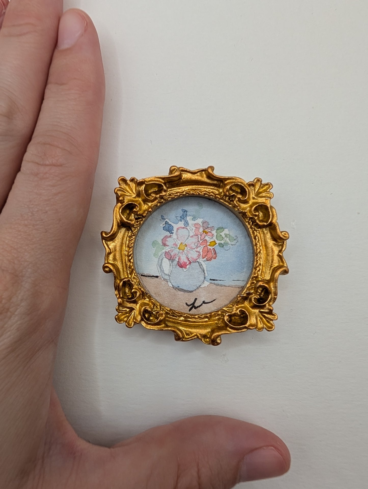 Mini Vase of Flowers Painting - Original Watercolor Art by Lora Cavallin