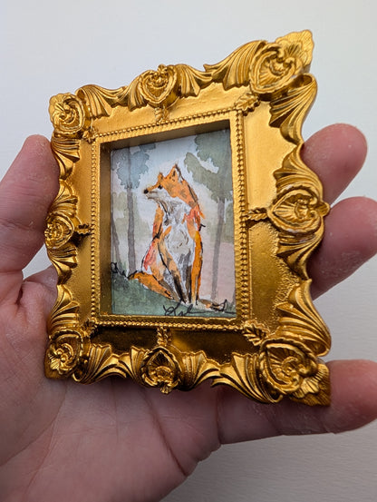 Mini Fox Painting - Original Watercolor Art by Lora Cavallin