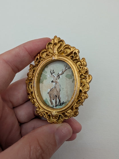 Mini Deer Painting - Original Watercolor Art by Lora Cavallin