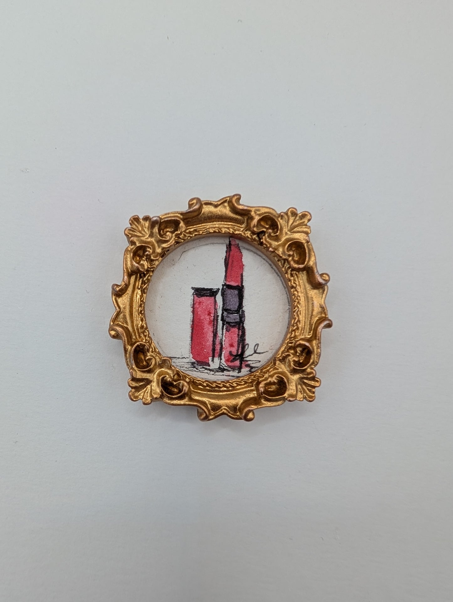 Mini Lipstick Painting - Original Watercolor Art by Lora Cavallin