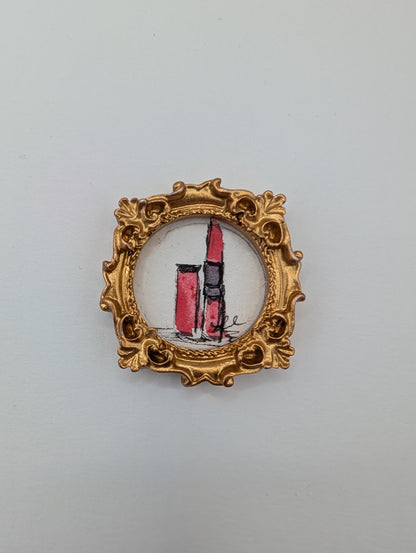 Mini Lipstick Painting - Original Watercolor Art by Lora Cavallin