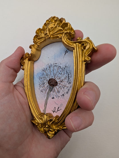 Mini "Make a Wish" Dandelion Painting - Original Watercolor Art by Lora Cavallin