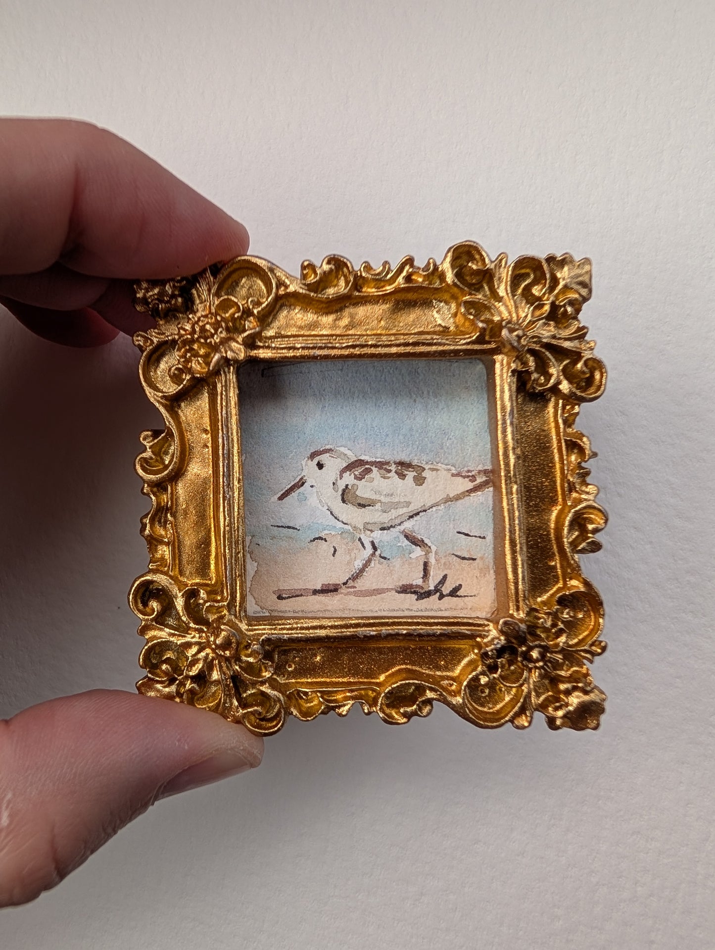 Mini Sandpiper Painting - Original Watercolor Art by Lora Cavallin
