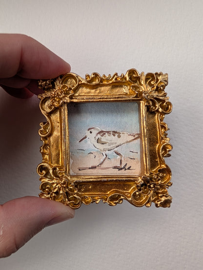 Mini Sandpiper Painting - Original Watercolor Art by Lora Cavallin