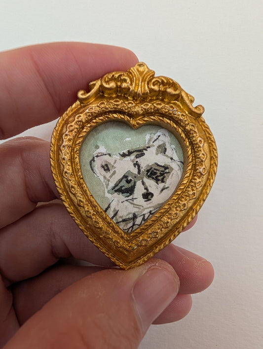 Mini Baby Raccoon Painting - Original Watercolor Art by Lora Cavallin