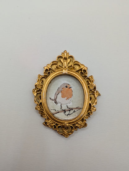 Mini Robin Bird Painting - Original Watercolor Art by Lora Cavallin