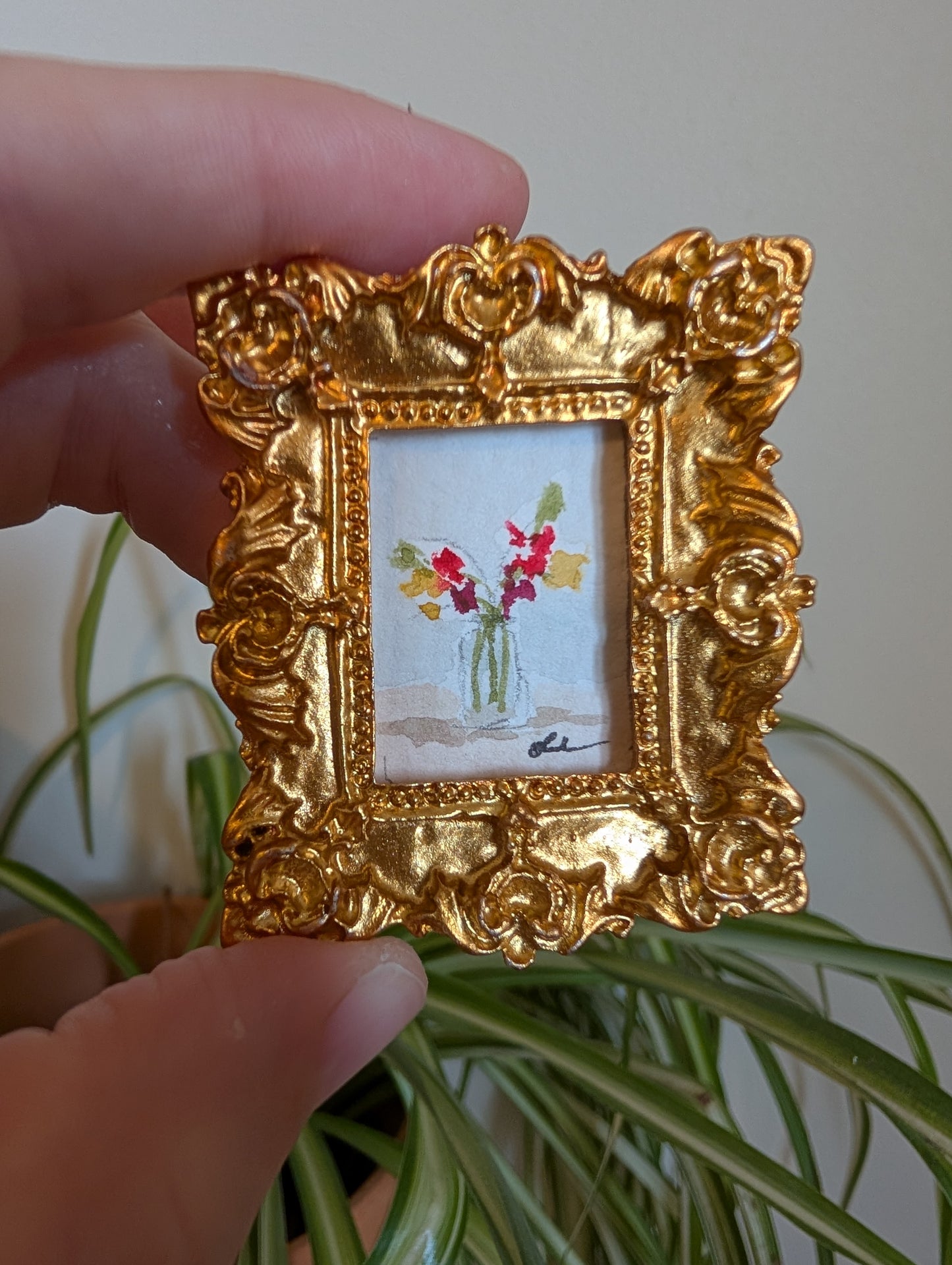 Mini Vase of Flowers Painting - Original Watercolor Art by Lora Cavallin