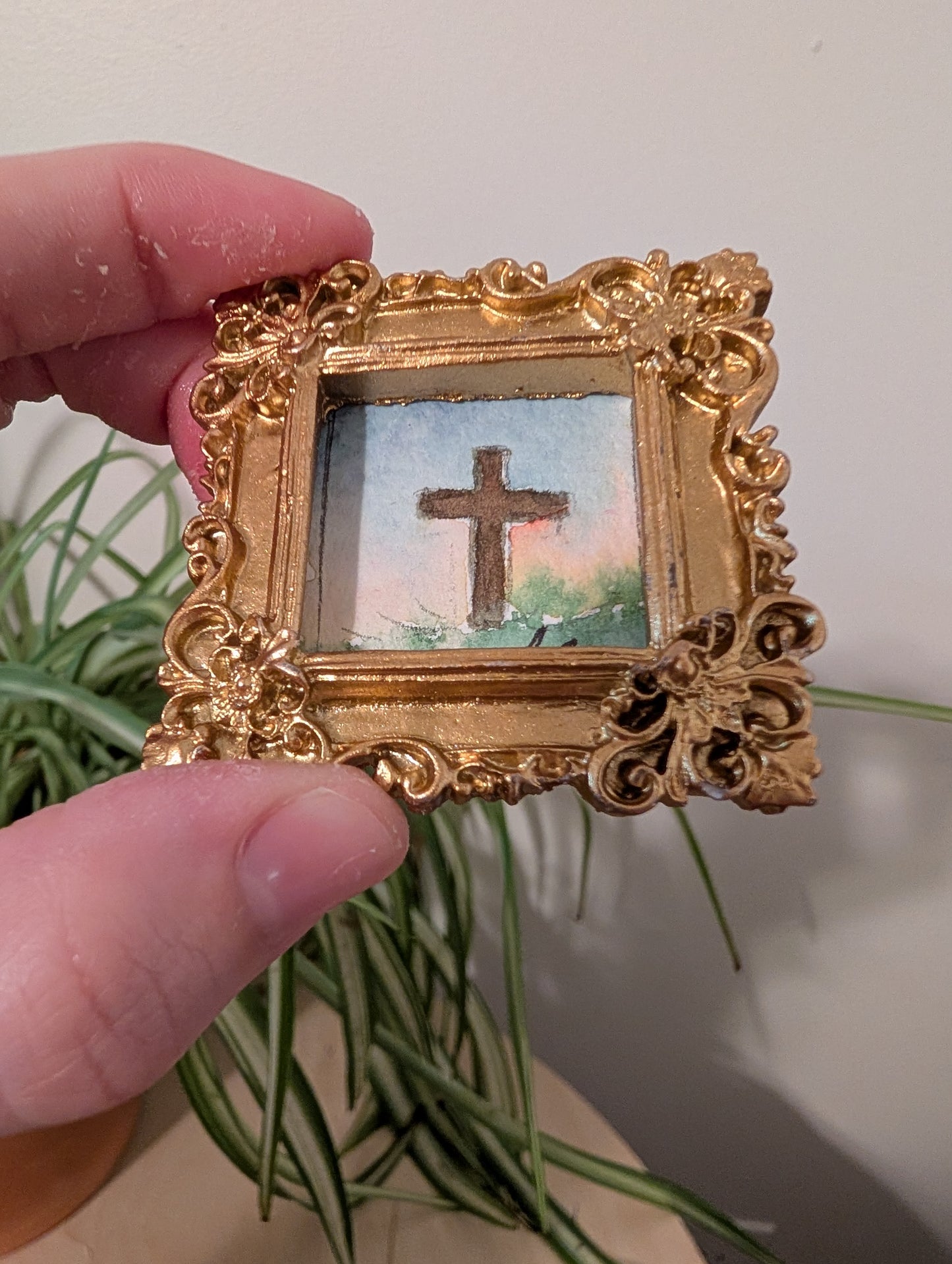 Mini Cross Painting - Original Watercolor Art by Lora Cavallin