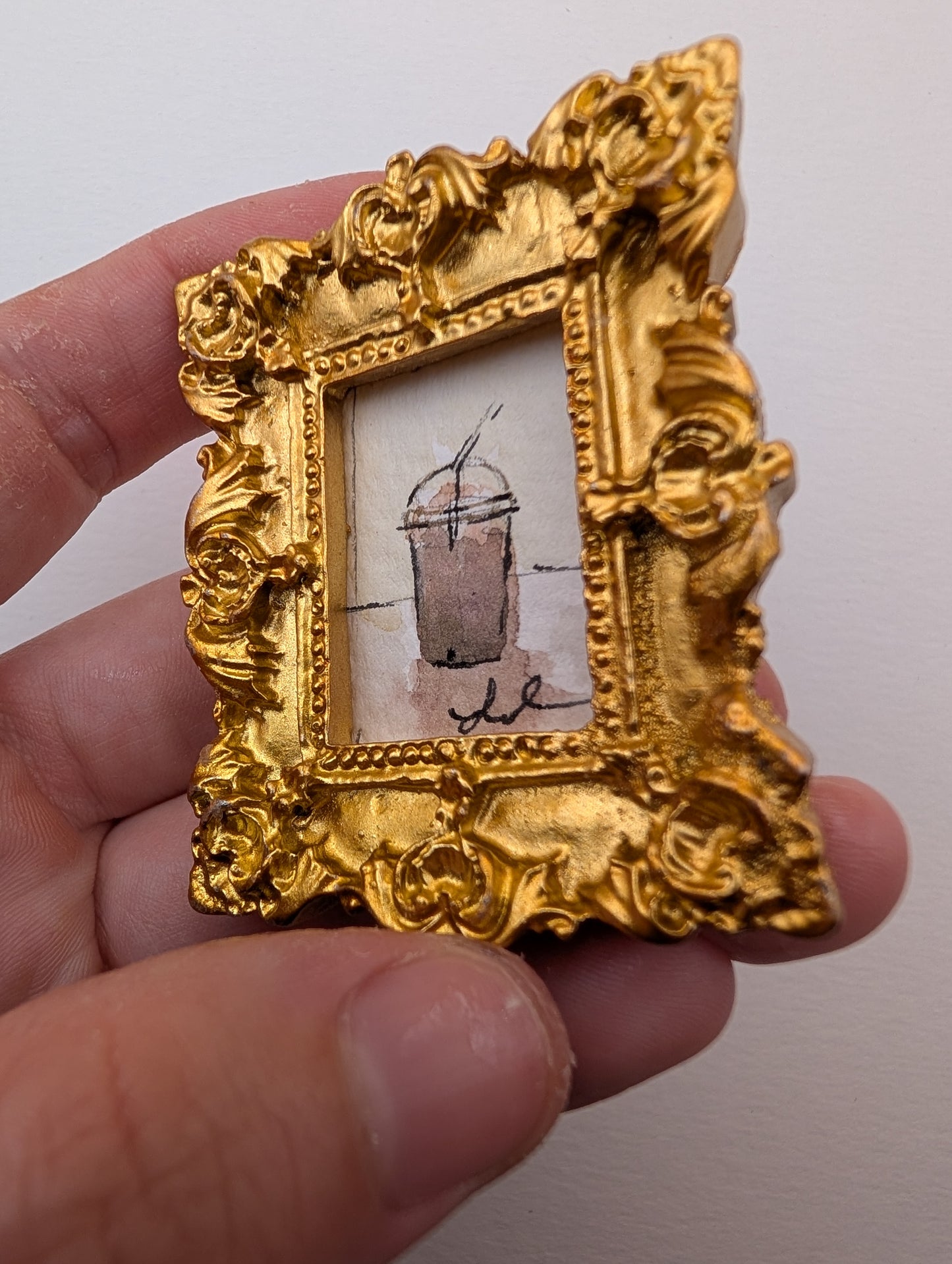 Mini Frozen Drink Painting - Original Watercolor Art by Lora Cavallin