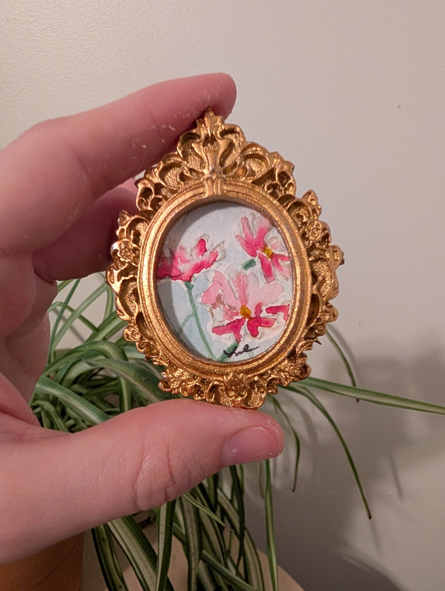 Mini Flower Painting - Original Watercolor Art by Lora Cavallin